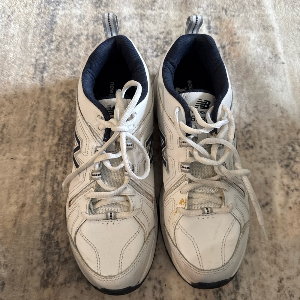 New Balance White and Navy Sneakers